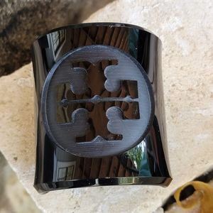 Tory Burch Black Resin Cuff Bracelet